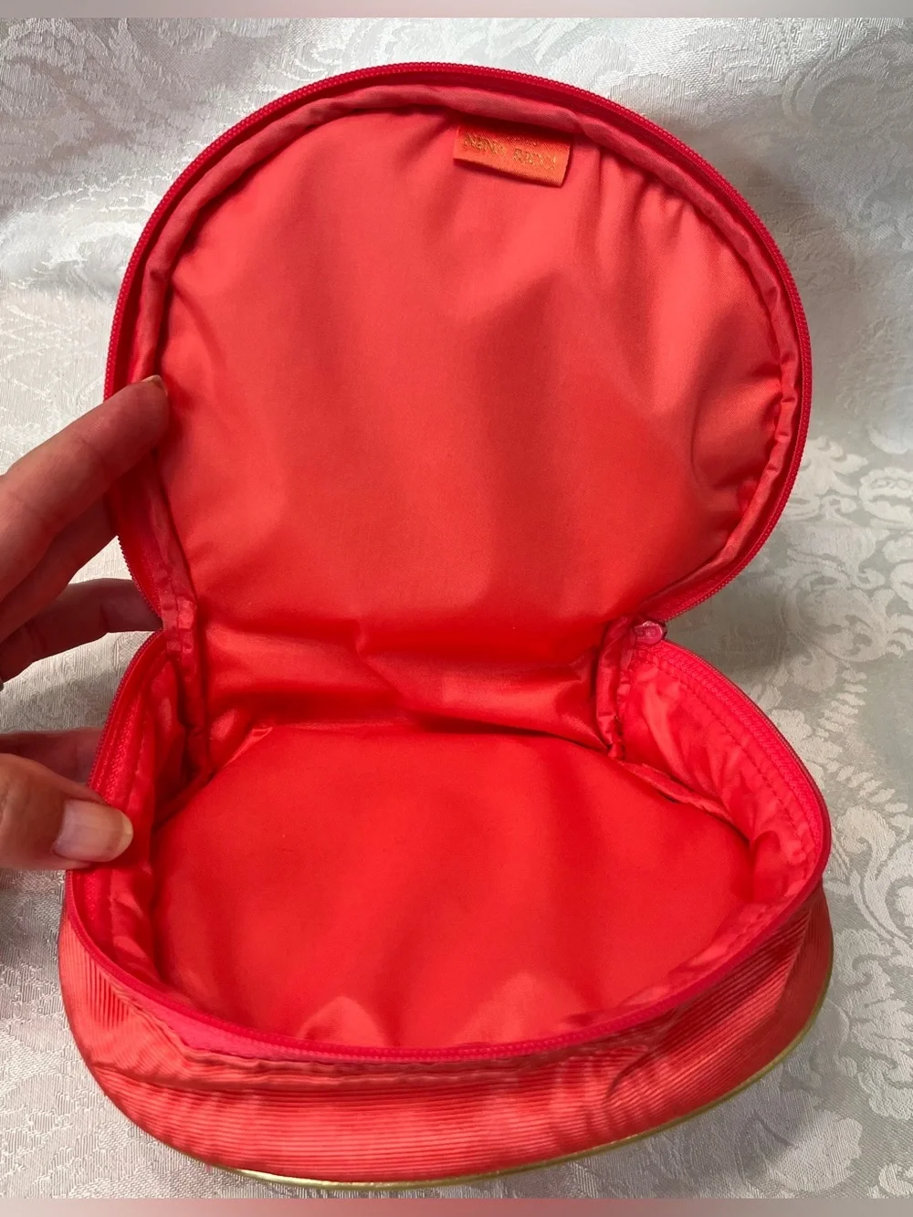 Nina Ricci Cosmetics Pouch in Coral with Gold Trim